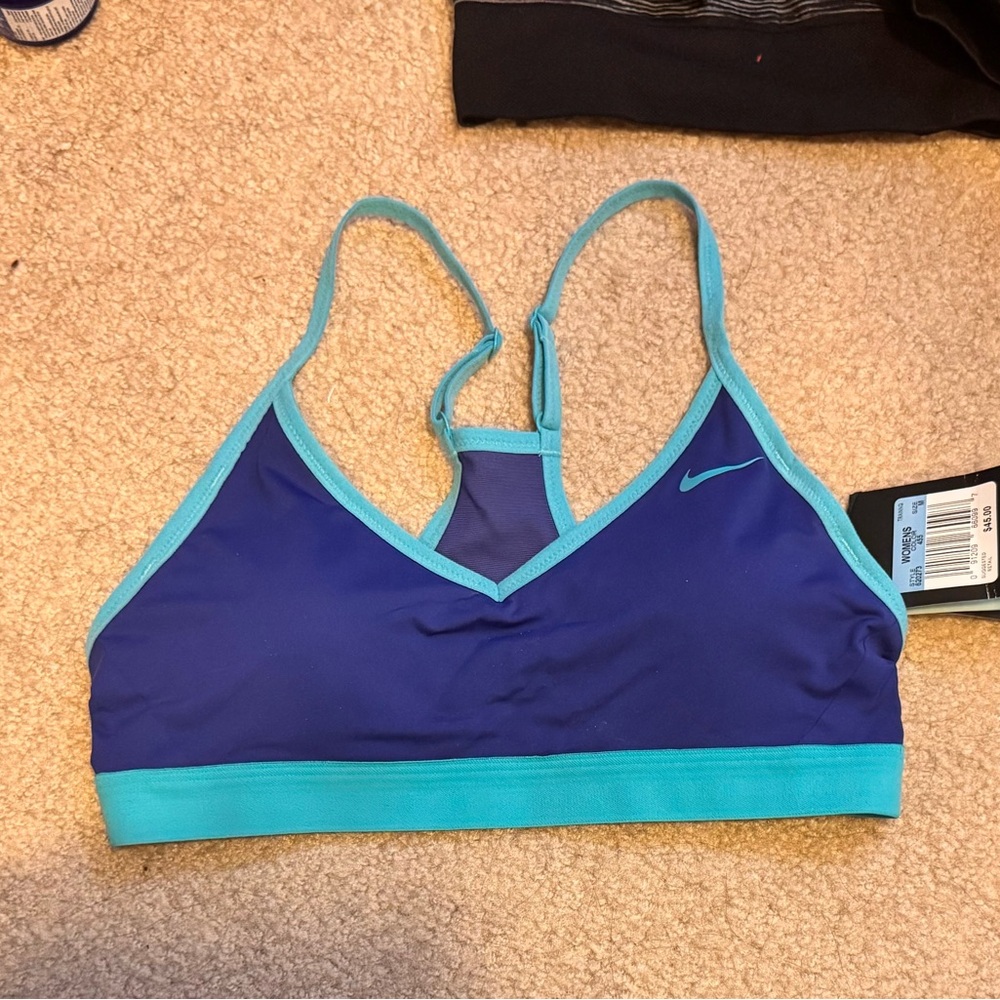 New NIKE Women's Light Support Sports Bra - Teal & Blue